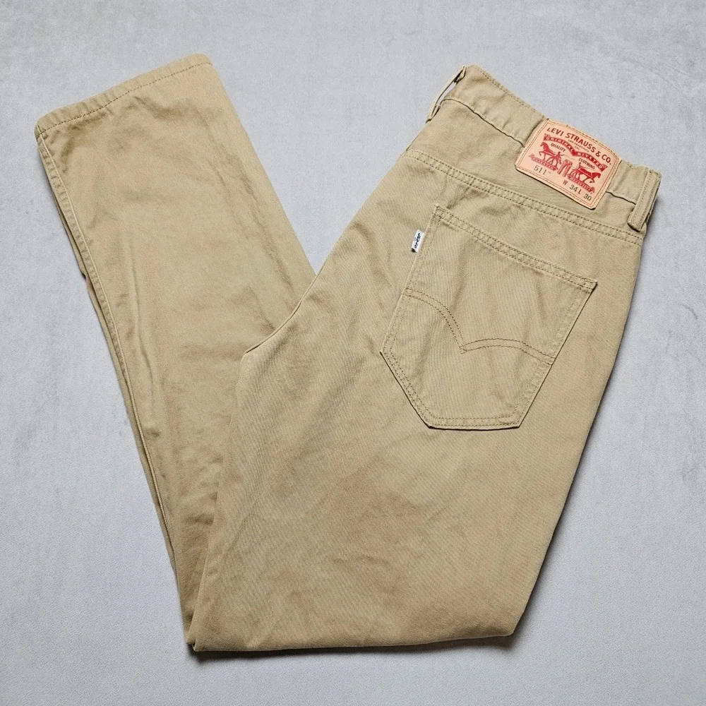 Levis 511‎ Slim Fit Khaki Tan Chino Pants Mens 34x30 51185-0044